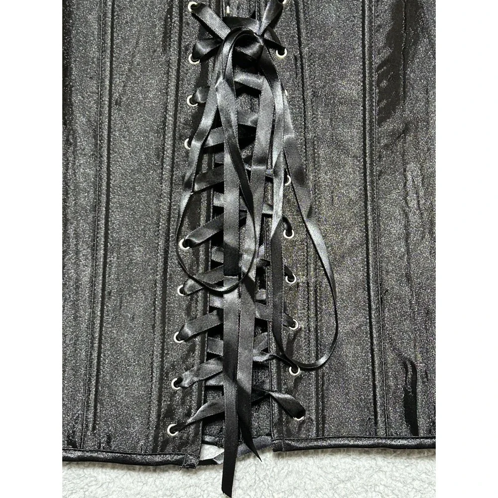 Daisy Corsets Black Satin Lace Up Back & Clasp Up Front Corset SIZE 6XL‎ NEW